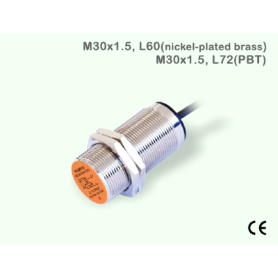 Sensor de Proximidad Capacitivo M30 / DC 3 Hilos PNP N.O. / Distancia Detección 10 mm / Montaje Embedido Apantallado / IP67 / Protección Cortocircuito y Polaridad Inversa / Cable 2 Metros