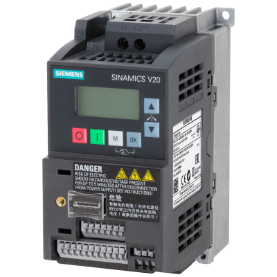 Variador de Frecuencia SINAMICS V20 / 0.75 kW / 230V IEC / 4 Entradas Digitales / 2 Entradas Analógicas / USS Modbus RTU / IP20