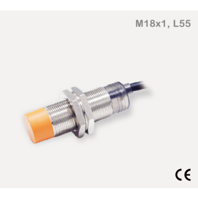 Sensor Inductivo de Proximidad Cilíndrico / M18 / 8 mm de Detección / PNP N.O. / Cable 3 Hilos 2 Metros / IP67 / Protección contra Cortocircuito y Polaridad Inversa / −25 a +70°C