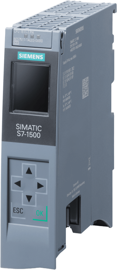 CPU PLC SIMATIC S7-1500 / 1511-1 PN / Memoria 300 KB Programa + 1.5 MB Datos / PROFINET IRT 2-Port / 6 ns Performance / FW V4.1 / OPC UA Server-Client