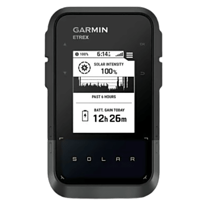 Navegador GPS Portátil / Pantalla 2.2″ de Alto Contraste / Batería Ilimitada con Carga Solar (75 000 lux) / GPS Multibanda / Brújula Digital / Resistente al Agua IPX7 / Compatible con Garmin Explore