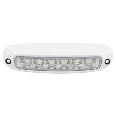 LUZ DE ESCENA SPW13, BASE BLANCA, 12–24VCD, LED BLANCO Y LENTE TRANSPARENTE
