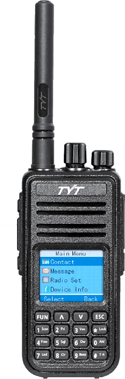 Radio Digital Portátil MD-380, UHF 400-480MHz / VHF 136-174MHz, 1000 Canales, 5W VHF / 4W UHF, Batería 2000mAh, Encriptación, Compatibilidad Digital/Analógico, Protocolo ETSI TS 102 361, DTMF