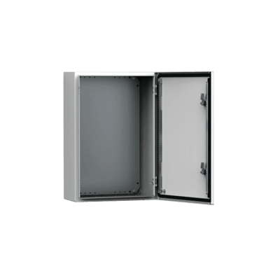 Gabinete de Uso Exterior MAS 600 x 400 x 240 mm NEMA 4/12/13; IP66; IK10 de Acero Dulce 1.5 mm con Platina de Montaje Incluida Color Gris Claro