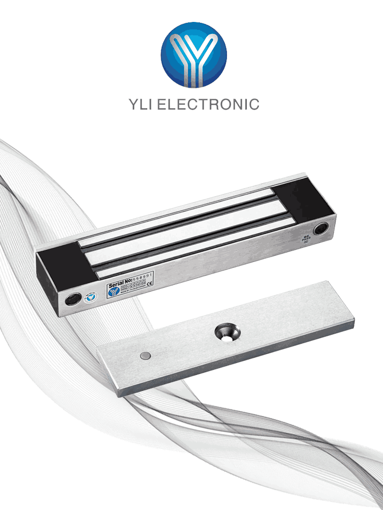 YLI YM350WS - Cerradura Magnética para Control de Acceso / Fuerza de Sujeción de 350 kg (800 lb) / Para puertas de madera, vidrio y metálicas / IP68 para uso exterior e interior