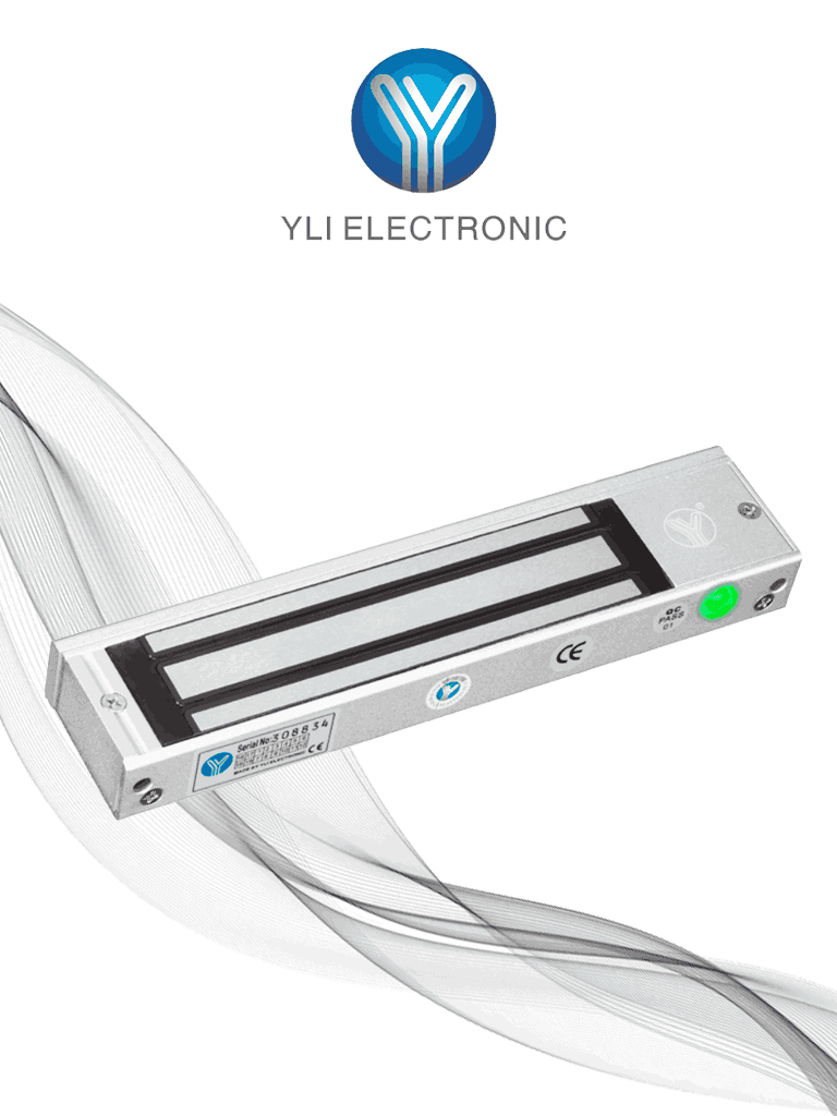 YLI YM500NLED - Cerradura Magnética con Indicador Led para Control de Acceso / Uso rudo / Interior / Fuerza de Sujeción 500 kg o 1200 Lb / Voltaje Doble 12 ó 24 VDC / Compatible con Soporte MBK500NZL