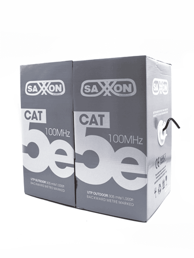 SAXXON OUTP5ECCAEXT - Cable UTP CCA, categoría 5E, color negro, 305 metros para exterior, con 4 pares y doble forro
