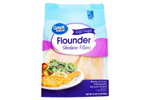 Great Value Wild Caught Flounder Skinless Fillets, 32 oz (Frozen)