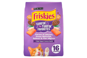Purina Friskies Dry Cat Food for Adult Cats & Kittens, Surfin’ & Turfin