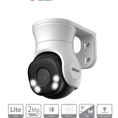 DAHUA HAC-PT1239A-A-LED - Camara PT de 2 Megapixeles HDCVI/ Full Color/ Lente de 2.8 mm/ 106 Grados de Apertura/ Microfono Integrado/ 40 Metros de Iluminación LED/ Super Adapt/ WDR Real de 130 dB/ IP66/ #LoNuevo
