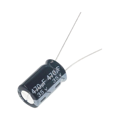 Capacitor Electrolítico de Aluminio, Radial de 470 µFd, 35 Vcc, 105 °C, 10 x 20 mm.