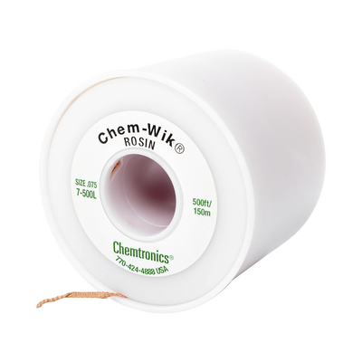 Rollo de desoldar de 150 m, trenza de 0.075" de ancho y alta absorción.