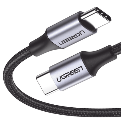 Cable USB-C a USB-C | 1 Metro (3.28 Pies) | Transferencia de Datos de 480 Mbps | Carga Rápida de Hasta 60W | QC 4.0/3.0/2.0 | PD3.0 | FPC | AFC | Protección Integrada | Caja de Aluminio | Nylon Trenzado | Color Negro