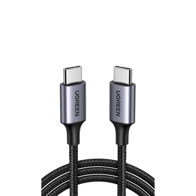 Cable USB-C a USB-C | 2 Metros (6.56 Pies) | Transferencia de Datos de 480 Mbps | Carga Rápida de Hasta 60W | QC 4.0/3.0/2.0 | PD3.0 | FPC | AFC | Protección Integrada | Caja de Aluminio | Nylon Trenzado | Color Negro
