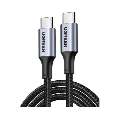 Cable USB-C a USB-C | 1 Metro | Carga Rápida de hasta 100W | Transferencia de datos 480 Mbps | PD3.0 | QC4.0/3.0/2.0 | FPC | AFC | Protección Integrada| Caja de Aluminio | Nylon Trenzado | Amplia Compatibilidad | Color Negro.