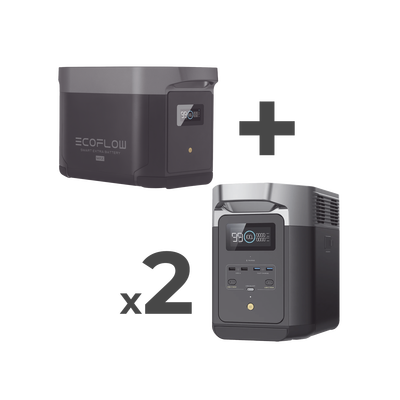 Kit de Estación de Energía Portátil 2048Wh + 2 Baterías Externas 2048Wh (6144Wh Totales)