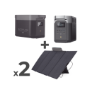 Kit de Estación de Energía Portátil 2048Wh + Batería Externa 2048Wh + 2 Paneles Solares Flexibles 400W (4096Wh, 800W Totales)