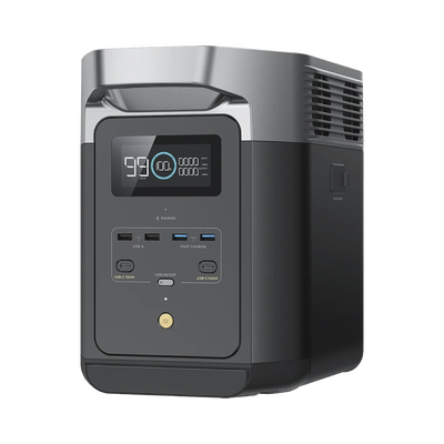 EcoFlow DELTA 2 MAX | Estación de Energía Portátil 2048Wh Litio LFP / 6 AC 2400 W (Max. 3400W) / 2 USB-C 100W / Capacidad para Aumentar Respaldo / Soporta Cargador de Coche 10A a 12.6V / Conectividad WiFi y Bluetooth (App) / Carga Sol